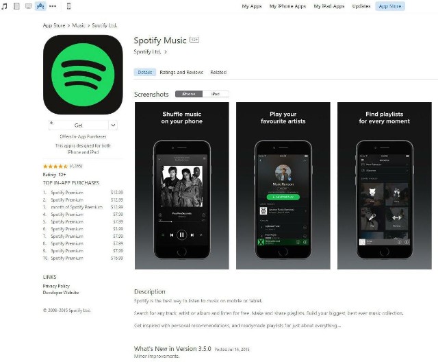 Spotify app for apple watch